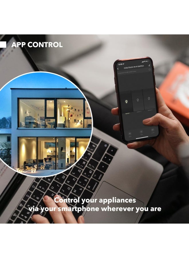 GOLD MANTIS Smart Wi-Fi Touch Light Switch 2 Gang White | Alexa & Google Assistant Compatible | Fireproof Toughened Glass Panel | App & Voice Control | Modern Home Automation Switch - Image 3